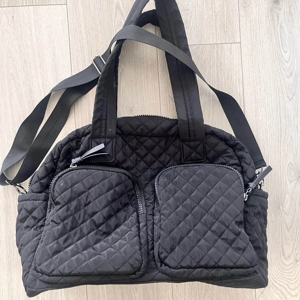 Quilted Black Tote Bag - personal item flight
